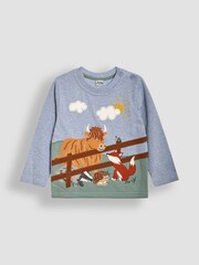 JoJo Maman Bébé Blue Countryside Scene Applique Top - Image 2 of 5
