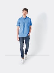 Crew Clothing Sky Blue 100% Cotton Pique Polo Shirt - Image 3 of 4