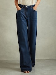 Reiss Dark Blue Lyle Lightweight Viscose Blend Relaxed Jeans - Image 3 of 5