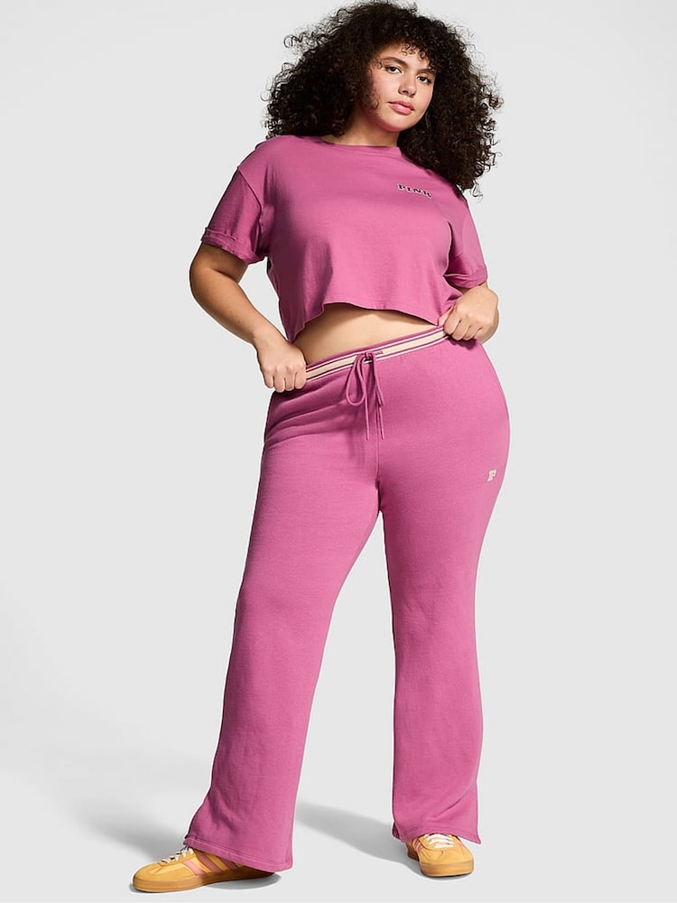 Victoria's Secret PINK Pink Violet Knitted Flare Fleece Joggers - Image 1 of 1 Victoria's Secret PINK Pink Violet Knitted Flare Fleece Joggers - Image 1 of 1