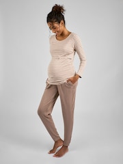JoJo Maman Bébé Mocha Brown Maternity and Nursing Pyjamas Set - Image 1 of 6