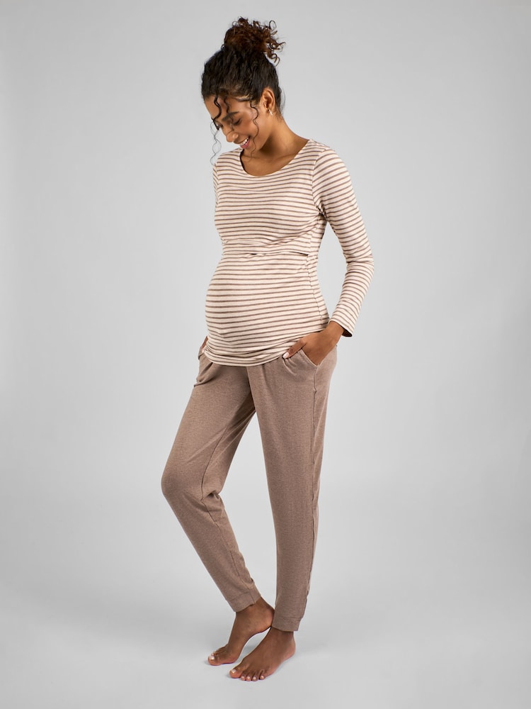 JoJo Maman Bébé Mocha Brown Maternity and Nursing Pyjamas Set - Image 1 of 6