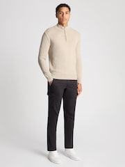 Remus Uomo Natural Merino Wool Blend Quarter Zip Jumper - Image 1 of 6
