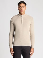 Remus Uomo Natural Merino Wool Blend Quarter Zip Jumper - Image 3 of 6