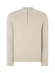 Remus Uomo Natural Merino Wool Blend Quarter Zip Jumper - Image 6 of 6