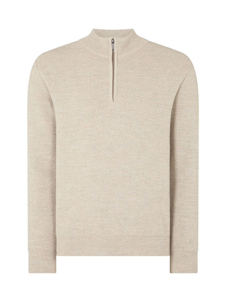 Remus Uomo Natural Merino Wool Blend Quarter Zip Jumper - Image 6 of 6 Remus Uomo Natural Merino Wool Blend Quarter Zip Jumper - Image 6 of 6