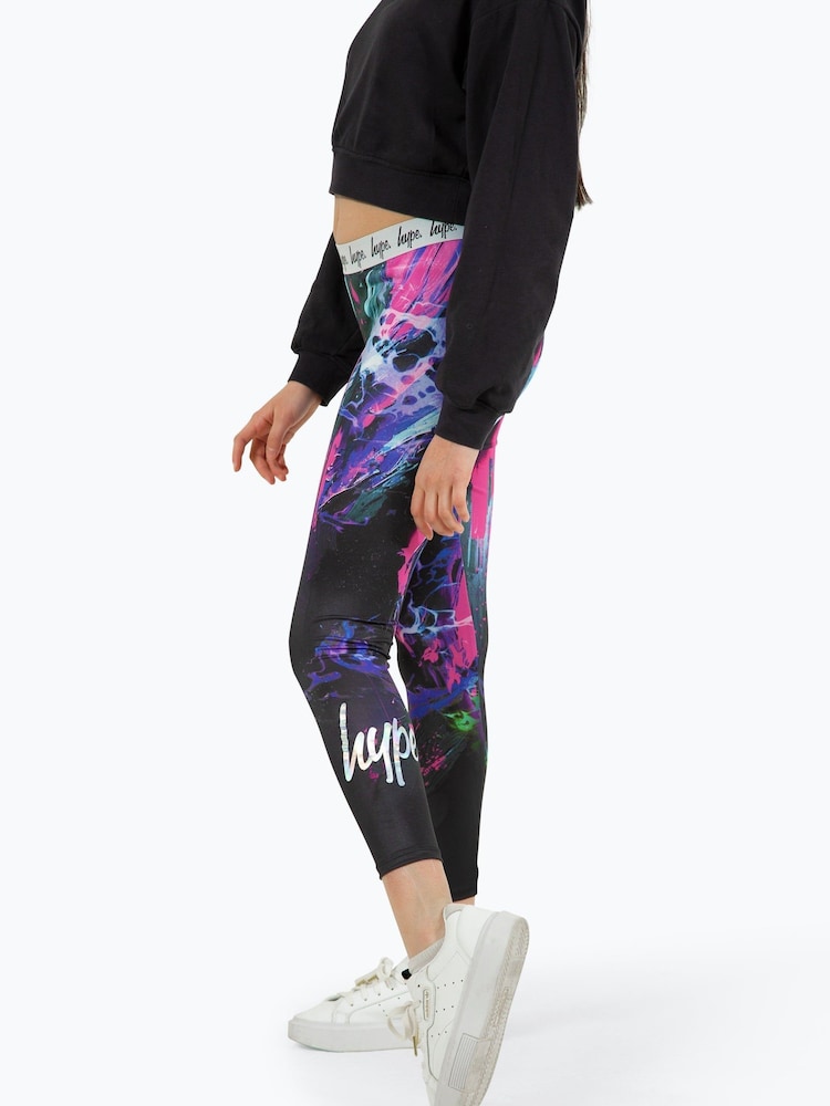 Hype Girls Multi Dark Smudge Black Leggings - Image 5 of 5