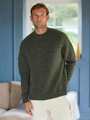 Green Relaxed Fit Signature Brushed Alpaca/Wool Mix Crew Jumper - Image 1 of 9