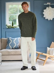 Green Relaxed Fit Signature Brushed Alpaca/Wool Mix Crew Jumper - Image 2 of 9