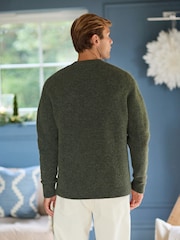 Green Relaxed Fit Signature Brushed Alpaca/Wool Mix Crew Jumper - Image 3 of 9