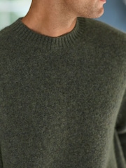 Green Relaxed Fit Signature Brushed Alpaca/Wool Mix Crew Jumper - Image 6 of 9