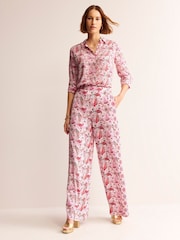 Boden Pink Palazzo Fluid Crepe Trousers - Image 1 of 6