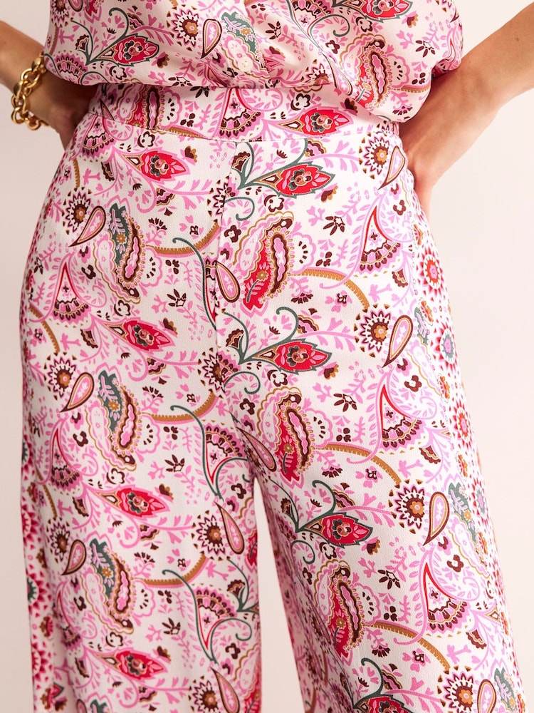 Boden Pink Palazzo Fluid Crepe Trousers - Image 2 of 6