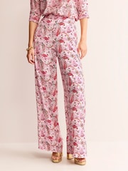 Boden Pink Palazzo Fluid Crepe Trousers - Image 4 of 6