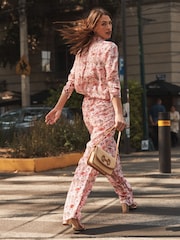 Boden Pink Palazzo Fluid Crepe Trousers - Image 5 of 6