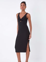 Dusk Black Cut Out Twist Detail Stretch Dress - Image 1 of 5