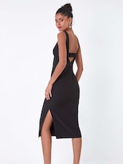 Dusk Black Cut Out Twist Detail Stretch Dress - Image 2 of 5