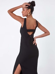 Dusk Black Cut Out Twist Detail Stretch Dress - Image 3 of 5