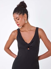 Dusk Black Cut Out Twist Detail Stretch Dress - Image 5 of 5