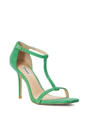 Dune London Green Milani T-Bar Heel Cap Sandals - Image 1 of 4