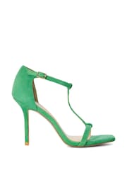 Dune London Green Milani T-Bar Heel Cap Sandals - Image 2 of 4