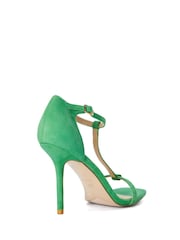 Dune London Green Milani T-Bar Heel Cap Sandals - Image 3 of 4