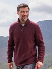 Mountain Warehouse Red Mens Idris Quarter Zip Fleece - Image 1 of 5