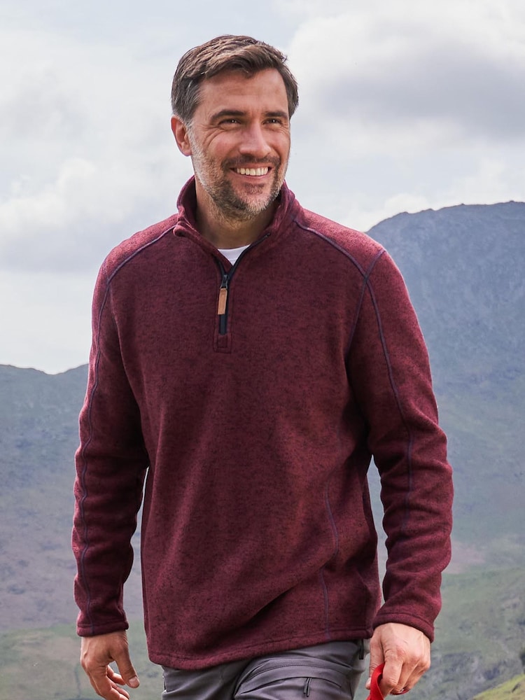 Mountain Warehouse Red Mens Idris Quarter Zip Fleece - Image 1 of 5