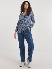 JD Williams Blue V-Neck Slouch Tunic - Image 1 of 4
