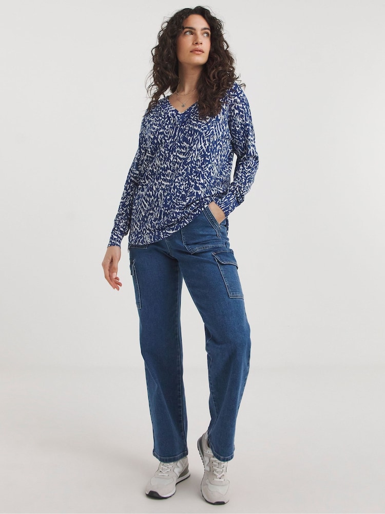 JD Williams Blue V-Neck Slouch Tunic - Image 1 of 4