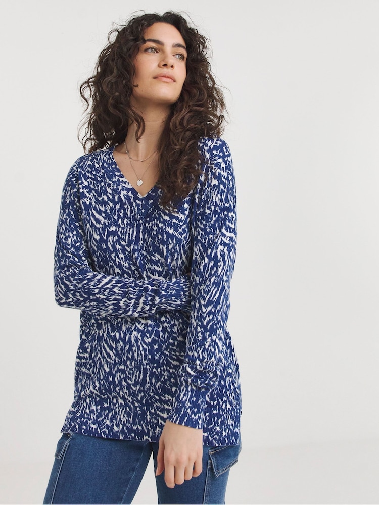 JD Williams Blue V-Neck Slouch Tunic - Image 2 of 4