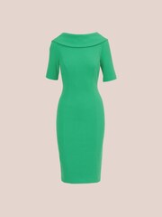 Adrianna Papell Green Roll Neck Sheath Dress With V-Back - Image 6 of 7