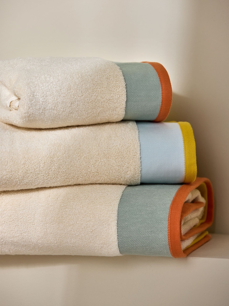 MADE.COM Brights Dax Border 100% Cotton Towel - Image 1 of 3