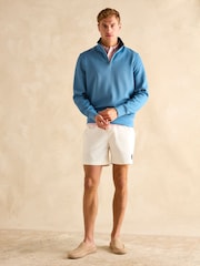 Joules Alistair Light Blue Quarter Zip Cotton Sweatshirt - Image 3 of 7