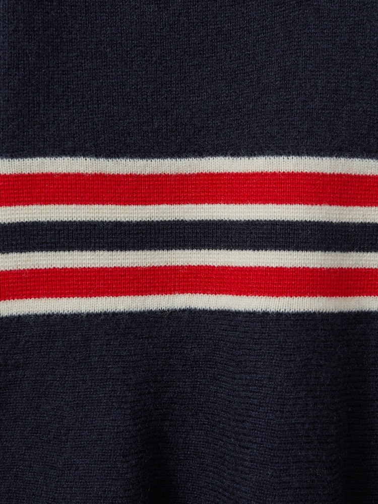 Reiss Navy Vienne 13-14 yrs Knitted Button-Through Funnel Neck Skater Dress - Image 4 of 4