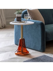 Gallery Home Orange Meknes Glass and Marble Side Table - Image 1 of 6