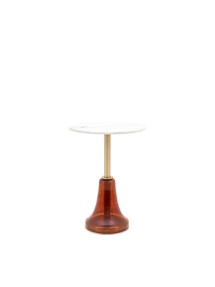 Gallery Home Orange Meknes Glass and Marble Side Table - Image 6 of 6