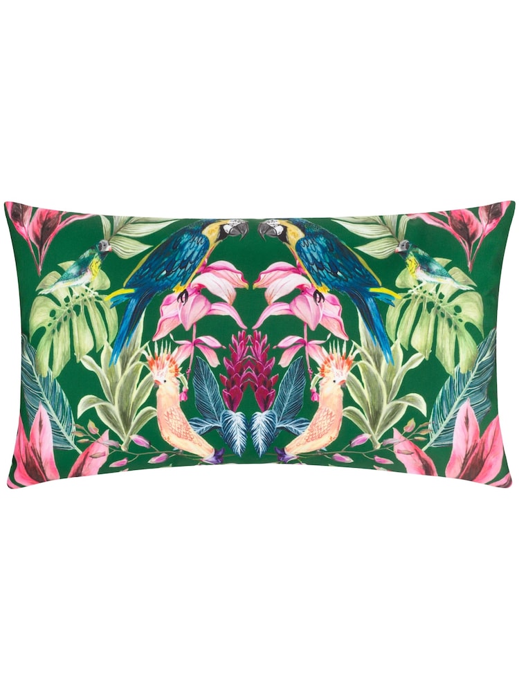 Wylder Dark Green Kali Birds Tropical Outdoor Cushion - Image 1 of 3