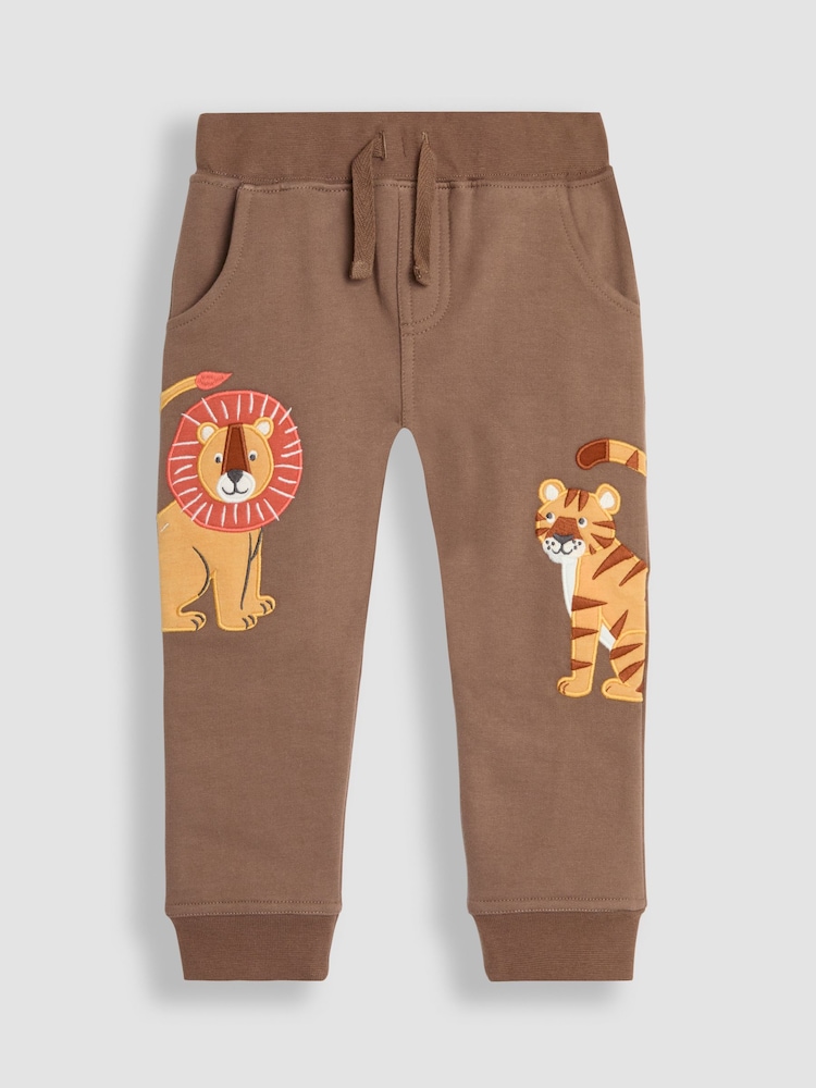 JoJo Maman Bébé Mocha Safari Animal Appliqué Pet in Pocket Joggers - Image 1 of 3