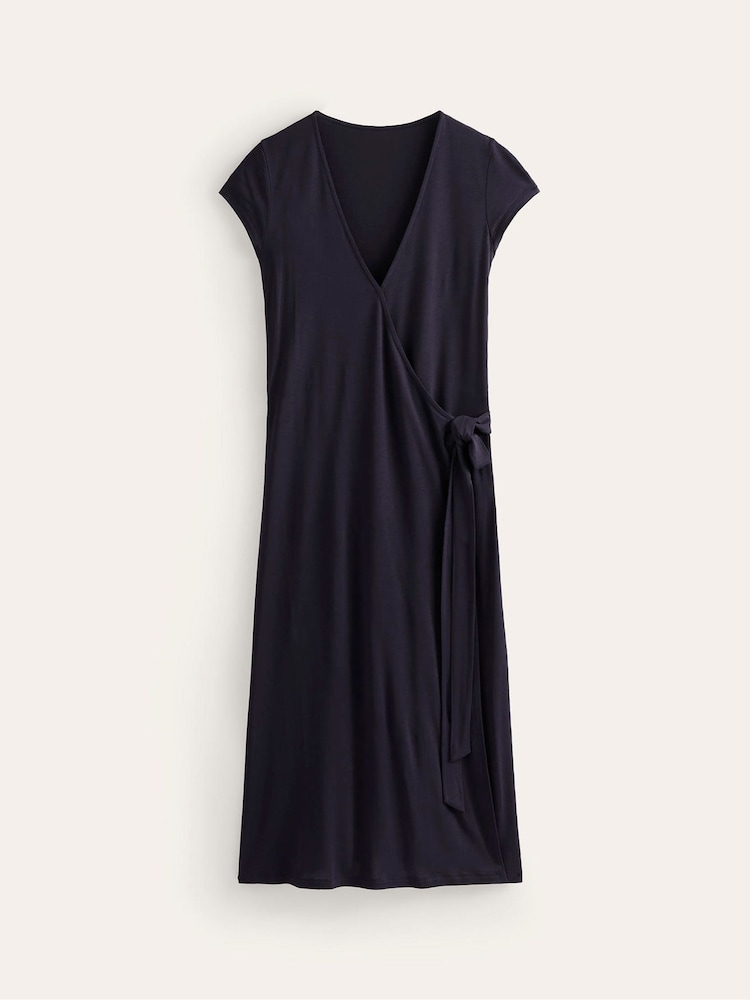 Boden Blue Petite Joanna Cap Sleeve Wrap Dress - Image 5 of 5