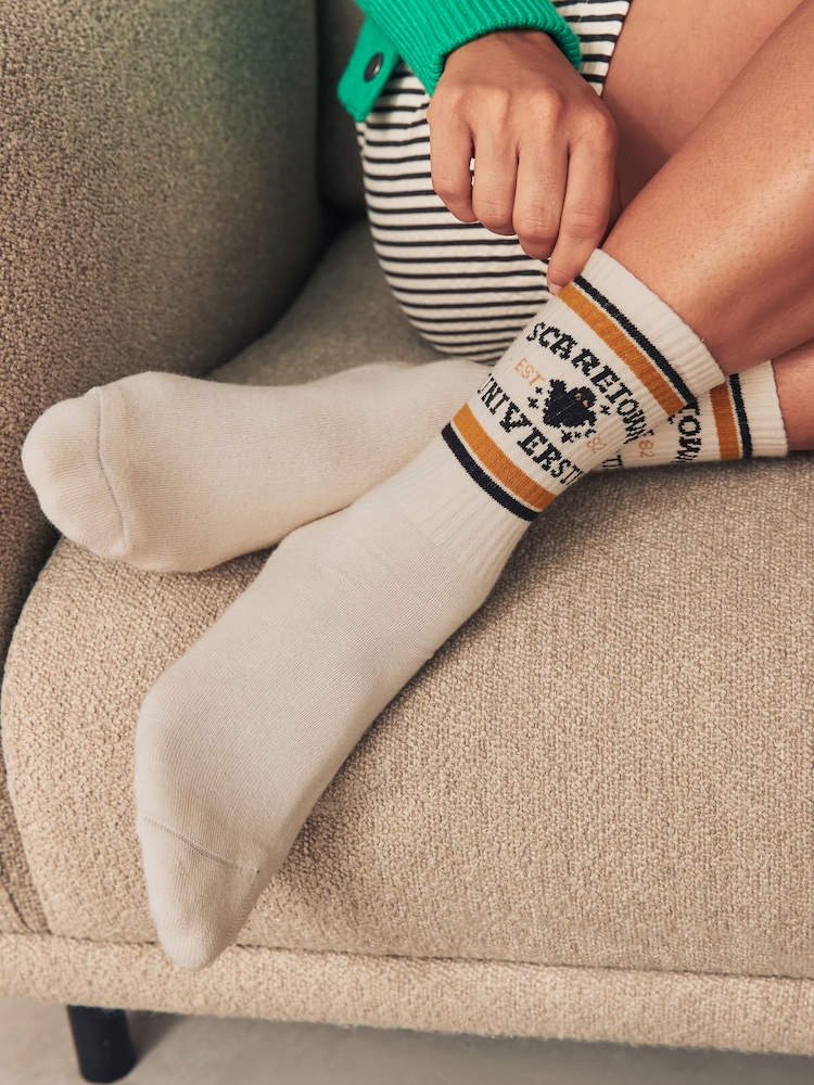 Halloween Slogan Ribbed Sport Ankle Socks 4 Pack With Arch Support - Image 1 of 11