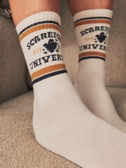 Halloween Slogan Ribbed Sport Ankle Socks 4 Pack With Arch Support - Image 2 of 11