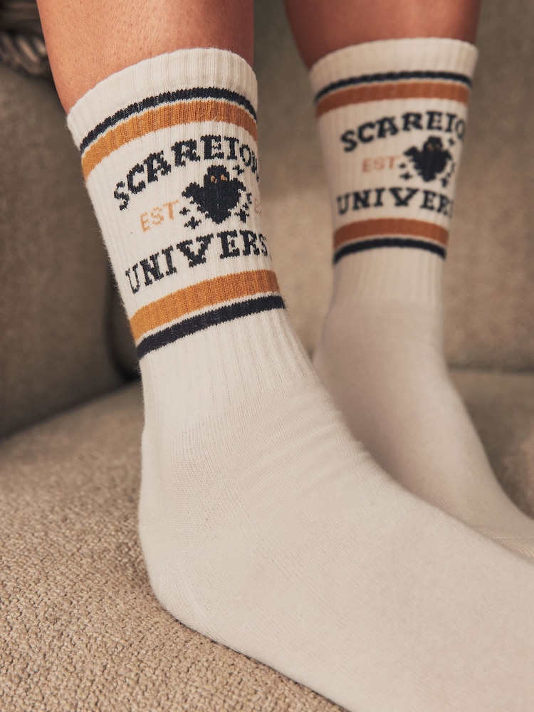 Halloween Slogan Ribbed Sport Ankle Socks 4 Pack With Arch Support - Image 2 of 11