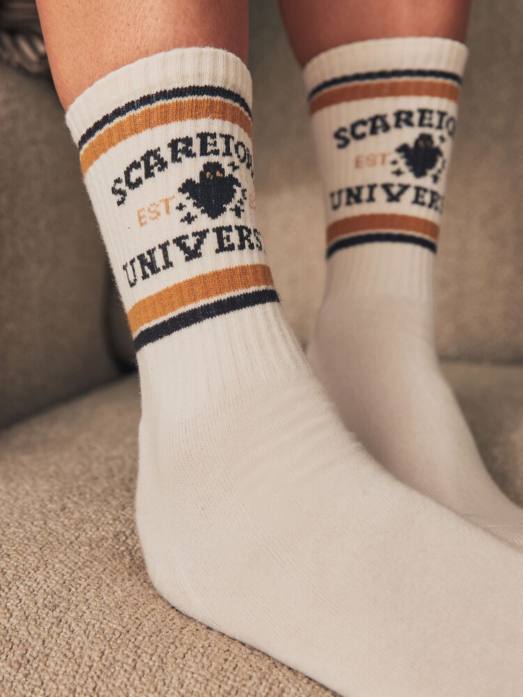 Halloween Slogan Ribbed Sport Ankle Socks 4 Pack With Arch Support - Image 2 of 11 Halloween Slogan Ribbed Sport Ankle Socks 4 Pack With Arch Support - Image 2 of 11