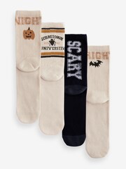 Halloween Slogan Ribbed Sport Ankle Socks 4 Pack With Arch Support - Image 6 of 11