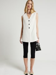 River Island Cream Button Front Longline Waistcoat - Image 2 of 6