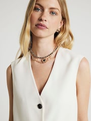 River Island Cream Button Front Longline Waistcoat - Image 4 of 6