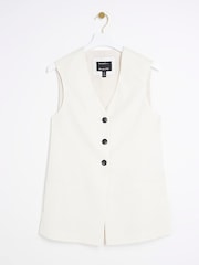 River Island Cream Button Front Longline Waistcoat - Image 5 of 6