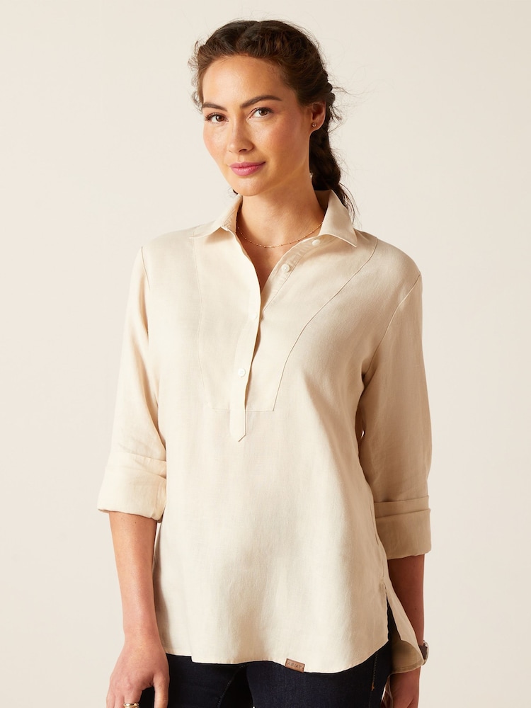 Ariat Cazadero Linen Cream Blouse - Image 1 of 4