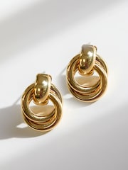Jon Richard Gold Knotted Door Knocker Earrings - Image 1 of 3